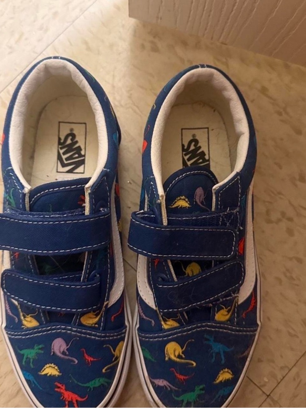 Vans Kids Navy Blue Dinosaur Velcro Sneakers